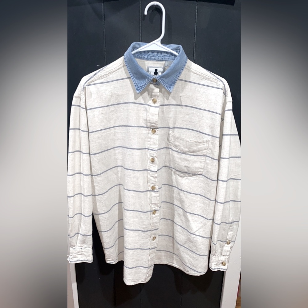 Vintage 90’s Pin Stripe Linen Blend Button down